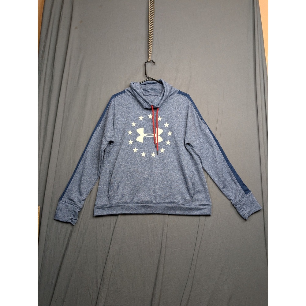 Under Armour Women's Blue Fleece Hoodie Sweatshirt Stars‎ Graphic Size XL
